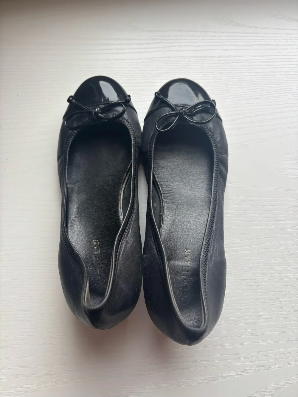 Vintage Nike Cole Haan Black Patent Toe Bow Wedges